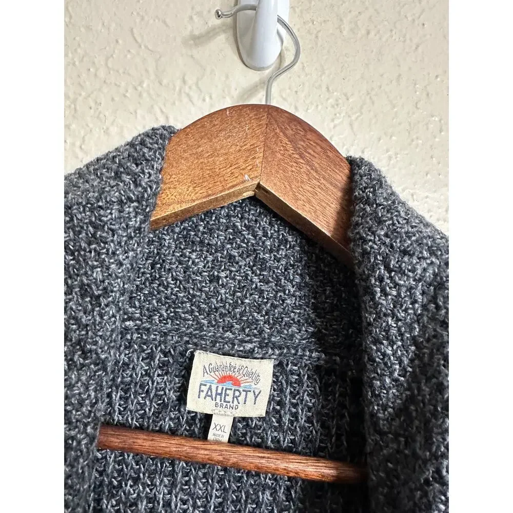 Faherty Marled Cotton Cashmere Shawl Collar Cardigan Mens XXL